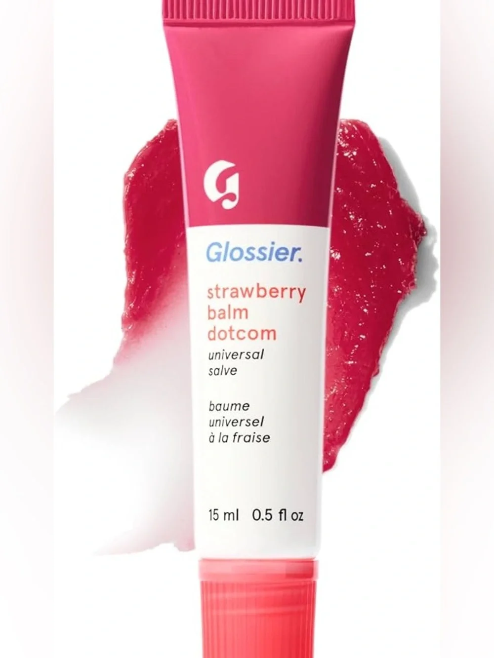 Glossier Strawberry Balm Dotcom — Bright Pink Tube